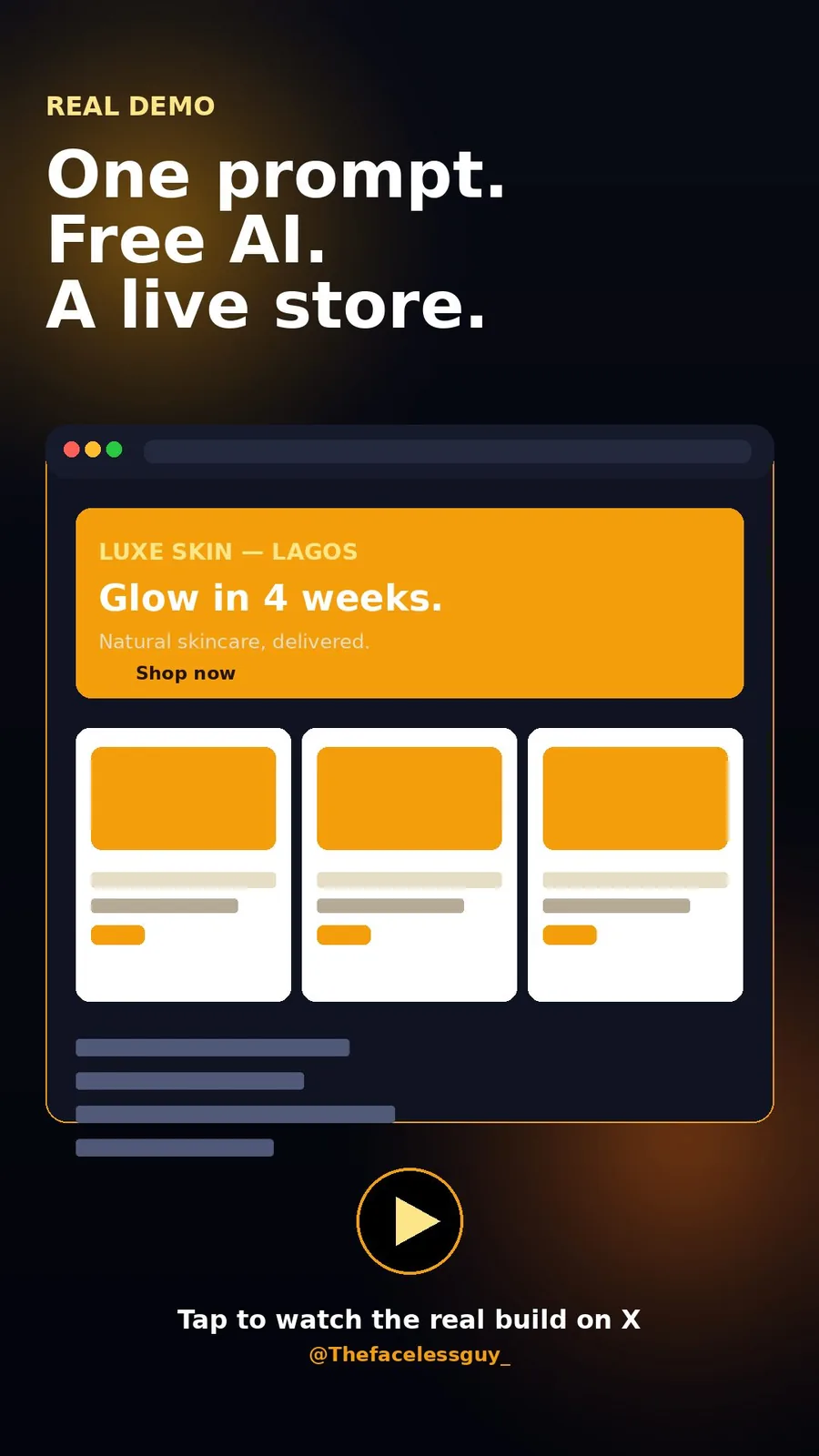 Video poster: a free AI tool building a real online store